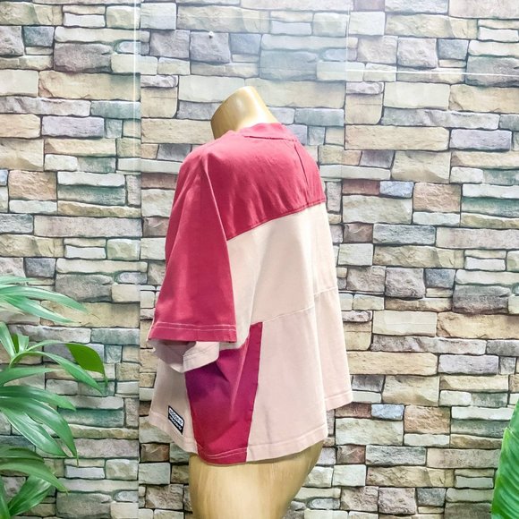 ADIDAS Originals Contrast Panel Oversized 'Boxy' Cropped Logo Print Tee - Size S - Picture 5 of 6